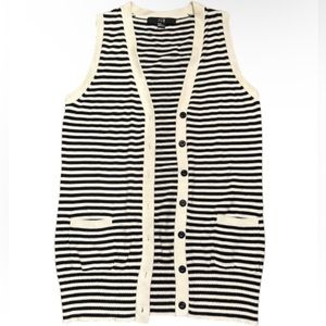 black and white sleeveless cardigan || forever 21 || M || women ||
